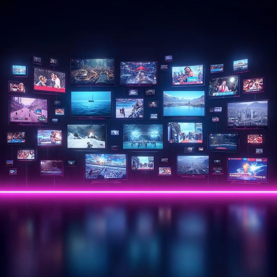 Mosaico de canais IPTV com mais de 50.000 opções em 4K UHD